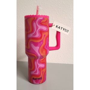 NWT Katydid Pink Swirl Stainless Steel Tumbler, Lid, & Straw 38 oz BRAND‎ NEW